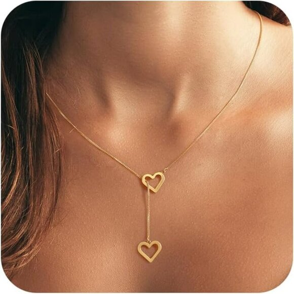 Jewelry - Cute Heart Necklace Tiny 14k Gold Heart Pendant Choker Necklaces Small Gold Love